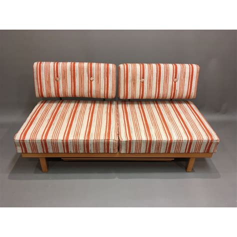 Knoll Stella Daybed In Oak And Orange And White Fabric Wilhelm Knoll