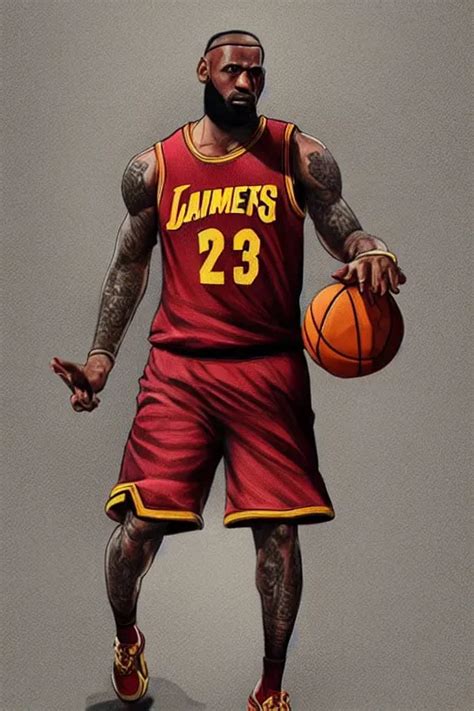 Male Cottagecore Lebron James Holding A Basketball Stable Diffusion