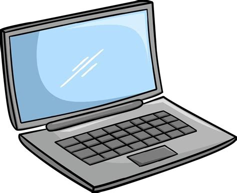 Computer Laptop Cartoon Illustration Icon With Empty Lcd Panel