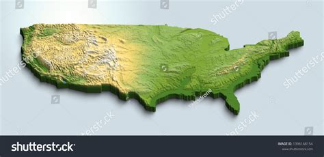 Relief Map Usa 3d Effect Isometric ภาพประกอบสต็อก 1396168154