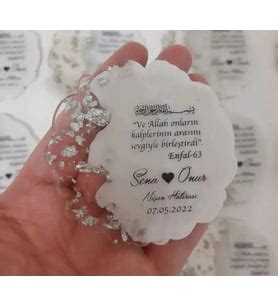 Epoksi Pembe Çiçekli Magnet 50 Adet Söz Nişan Kına Hediyelik Nikah Şekeri