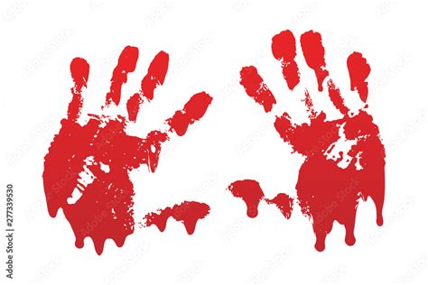 Bloody Hand Print Set Isolated White Background Horror Scary Blood