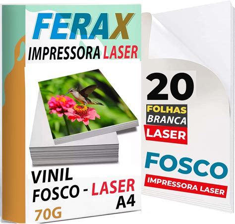 20 Adesivos Vinil Branco Fosco Para Impressora LASER A4 À Prova D água