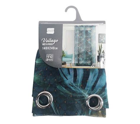 Rideau Voilage Oeillets Blue Garden X Cm Bleu Voilage But