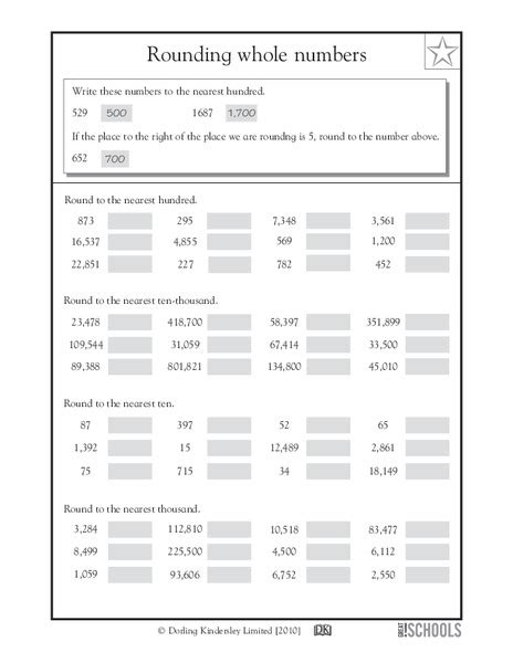 Rounding Whole Numbers Worksheet For 3rd 5th Grade Lesson Planet