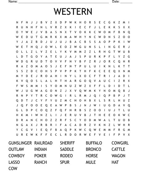 Wild West Word Find Word Search WordMint