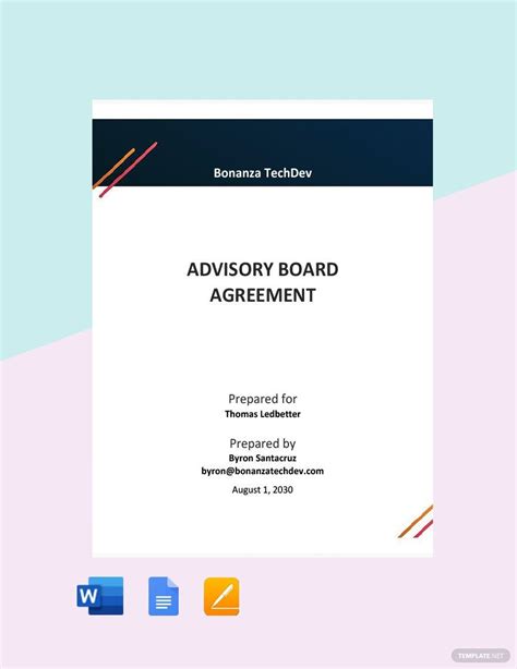 Advisory Board Agreement Template In Word Google Docs Pages