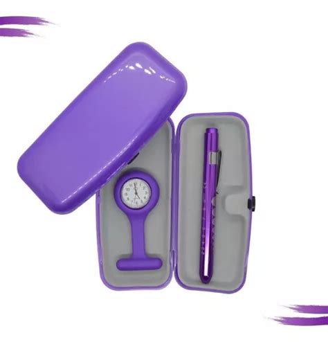 Kit Relogio Lapela Lanterna Estojo Enfermagem Roxo Mercadolivre