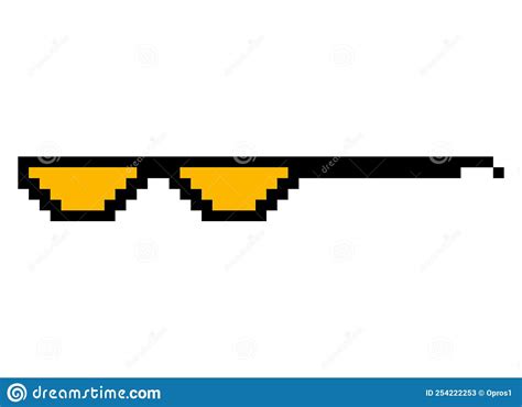 Fun Retro Pixel Sun Glass Icon Life Style Meme Sunglasses Thug Vector