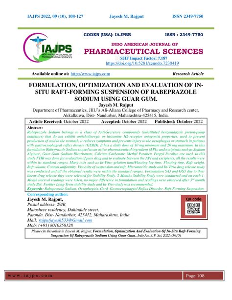 PDF FORMULATION OPTIMIZATION AND EVALUATION OF IN SITU RAFT FORMING