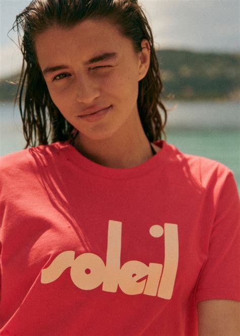 Soleil T Shirt Sézane x Maddy Coral Cream Organic cotton