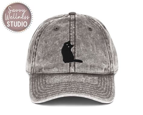 Black Cat Premium Dad Hat Embroidered Baseball Cap Cat Mom Cat Dad