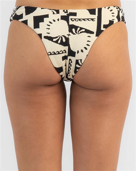 Shop Rip Curl New Wave High Cut Cheeky Bikini Bottom In Black Fast