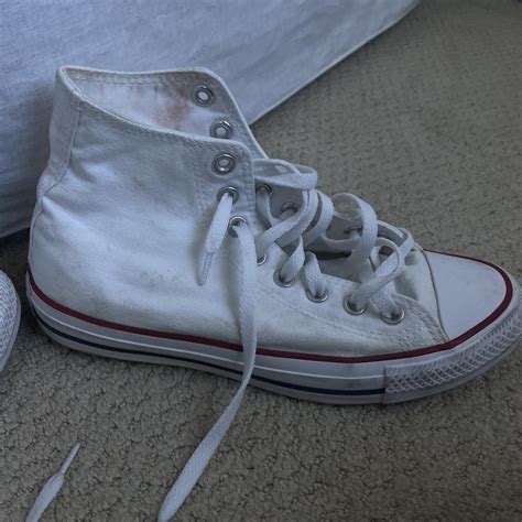 White Converse High Top Men’s 6.5 Women’s 8.5 - Depop