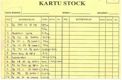 BELAJAR TEKNIK INDUSTRI Pengertian Kartu Stok Stock Card