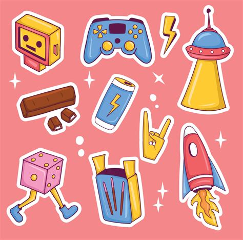 Colorful Hand Drawn Cute Stickers 3361945 Vector Art At Vecteezy