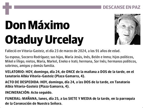 M Ximo Otaduy Urcelay Esquela El Correo