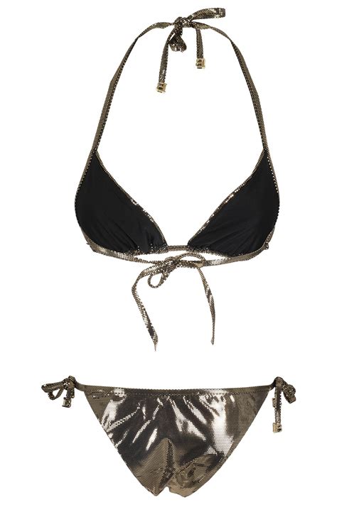 Balmain Bikini Im Metallic Look In Gold Modesens