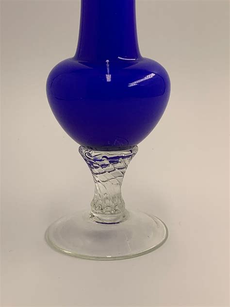 Vintage Italian Cobalt Blue Hand Blown Cased Bud Art Vase With Etsy