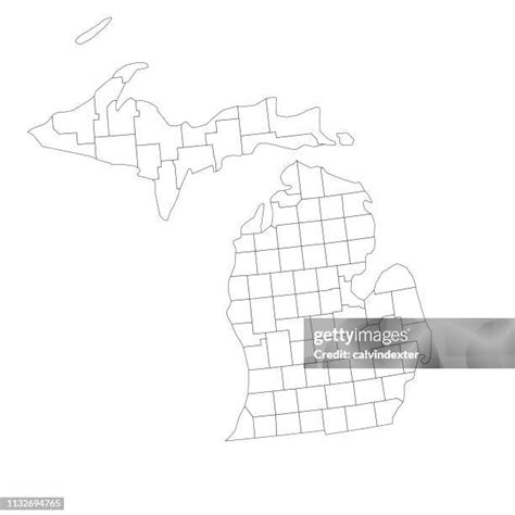 Michigan Map With Counties Photos and Premium High Res Pictures - Getty ...