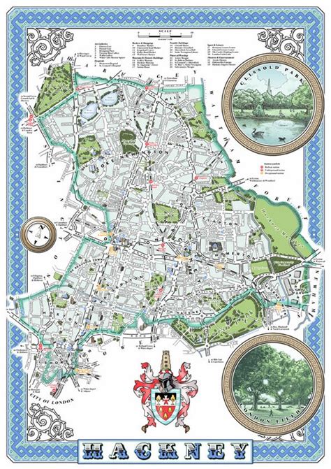 Hackney Borough 48 x 33 cm illustrated map print by thisismikehall