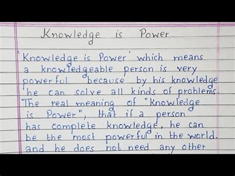 Write A Short Essay On Knowledge Is Power Essay English YouTube