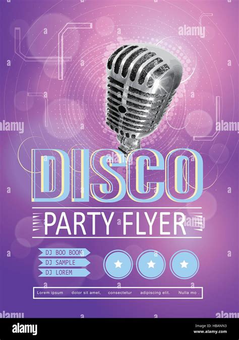 Modern Disco Party Poster Design With Glossy Microphone Stock Vector