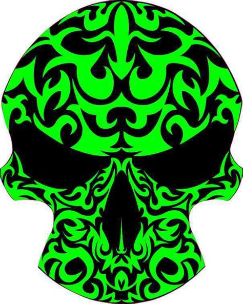 4x5 Green Tribal Skull Sticker Vinyl Car Window Decal Stickers Decals