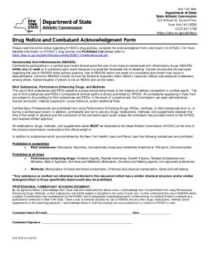 Fillable Online Dos Ny Drug Notice And Combatant Acknowledgment Form