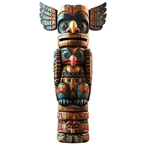 Native American Totem Pole With Eagle And Raven Figures 47270488 Png