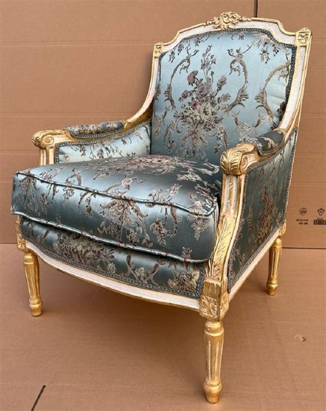 Casa Padrino Barock Lounge Thron Sessel Empire Hellblau Muster Wei