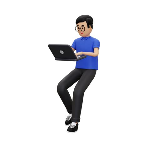 3d Man At Work Using A Laptop 10871601 Png