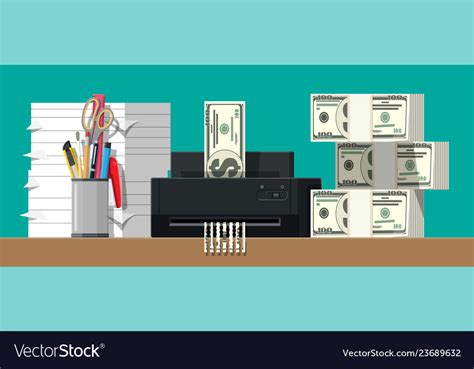 Dollar Banknote In Shredder Machine Royalty Free Vector