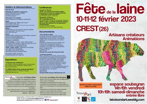 Fête de la laine de crest 10 11 et 12 fév 2023 La toison d art