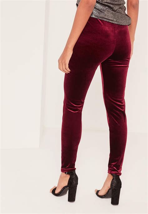 Missguided Burgundy Velvet Leggings Velvet Leggings Pants For