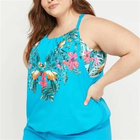 Cacique Swim Cacique Swim Tropical Print Tankini Lightly Lined No