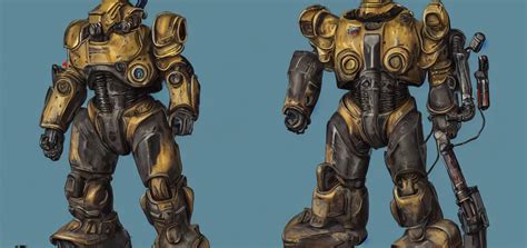 Fallout T 60 Power Armor Concept Art Vibrant Colors Stable