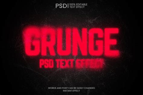 Efecto De Texto Borroso Red Grunge Editable Archivo Psd Gratis