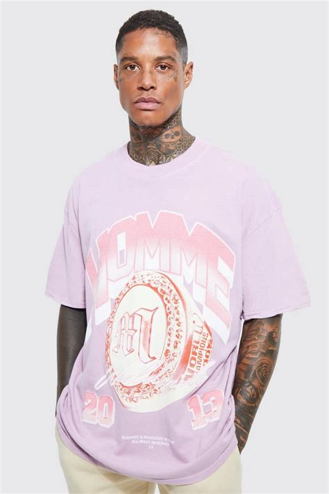 Mens Oversized Homme Graphic Overdye T Shirt Boohoo Uk