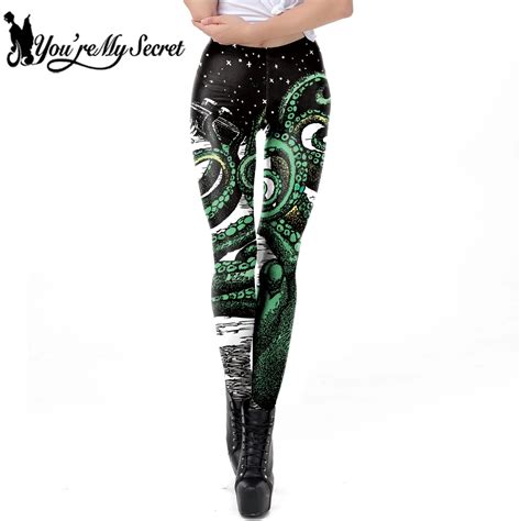 You Re My Secret Gothic Style Leggings Black Starry Green