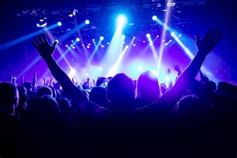 Premium Photo Silhouette Of Man With Raised Hands On Music Concert