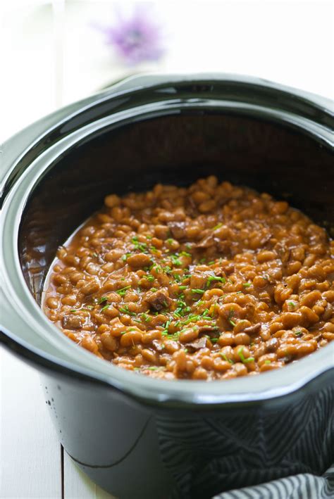 Slow Cooker Healthy Maple Bacon Baked Beans With Salt And Wit