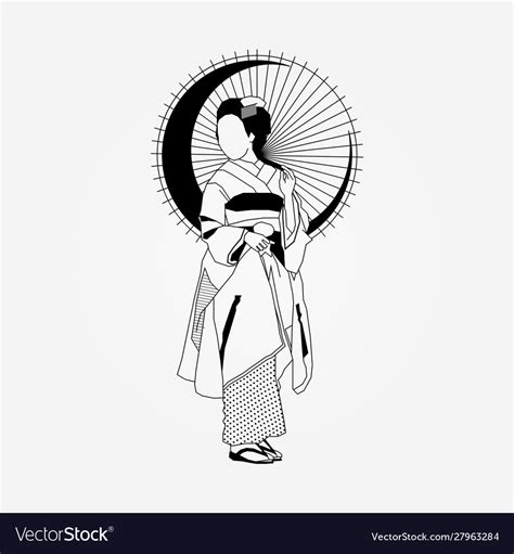 Japanese Traditional Geisha Cute Design Royalty Free Vector