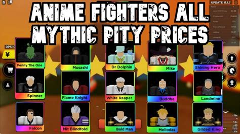 Anime Fighters All Mythical Pity Prices YouTube