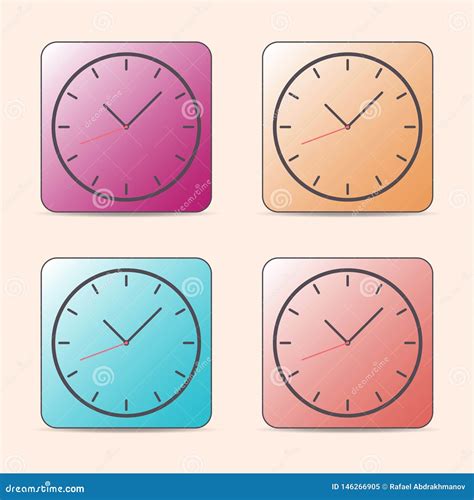 Relojes Planos Del Reloj Con Los Iconos Arow Fijados De Color Caliente