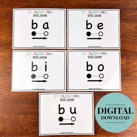 Consonant Vowel Cv Blending Drill Cards Pdf Digital Download Etsy