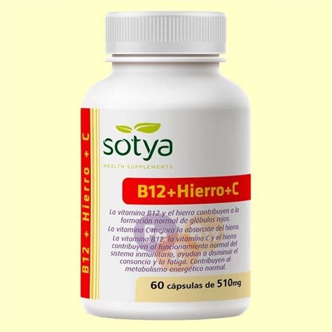 Vitamina B12 Hierro y Vitamina C 60 cápsulas Sotya