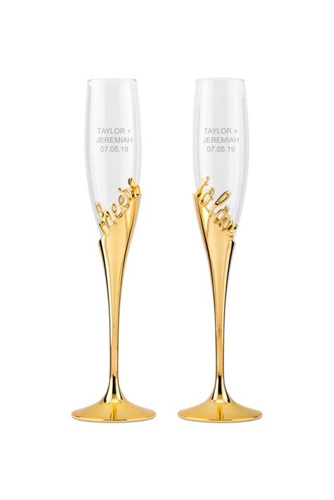 Cheers To Love Gold Champagne Glass Set Style 4639 Gold Gold Champagne Glasses Toasting