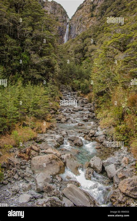 Devil S Punchbowl Waterfall In Arthur S Pass National Park New Zealand