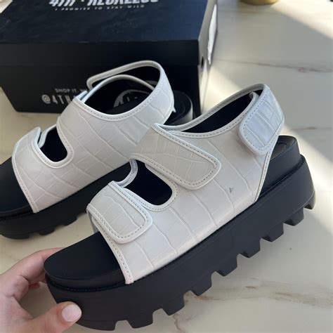 White Croc Platform Sandals - Never worn brand new... - Depop